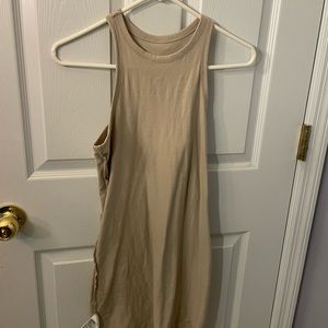 High neck beige mini dress or tank top. Super flattering. Never worn before